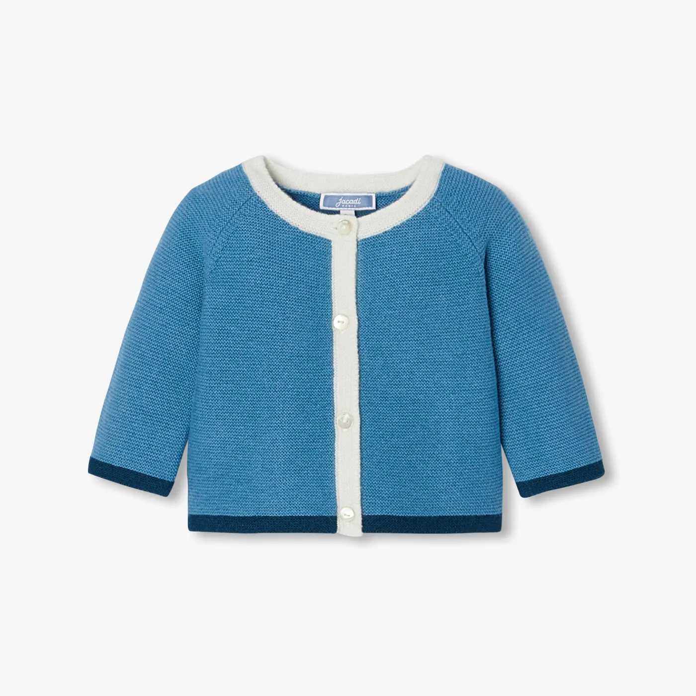 Jumpers, Sweatshirts And Cardigans-Jacadi Baby cardigan in garter stitch Blue/Multicolour