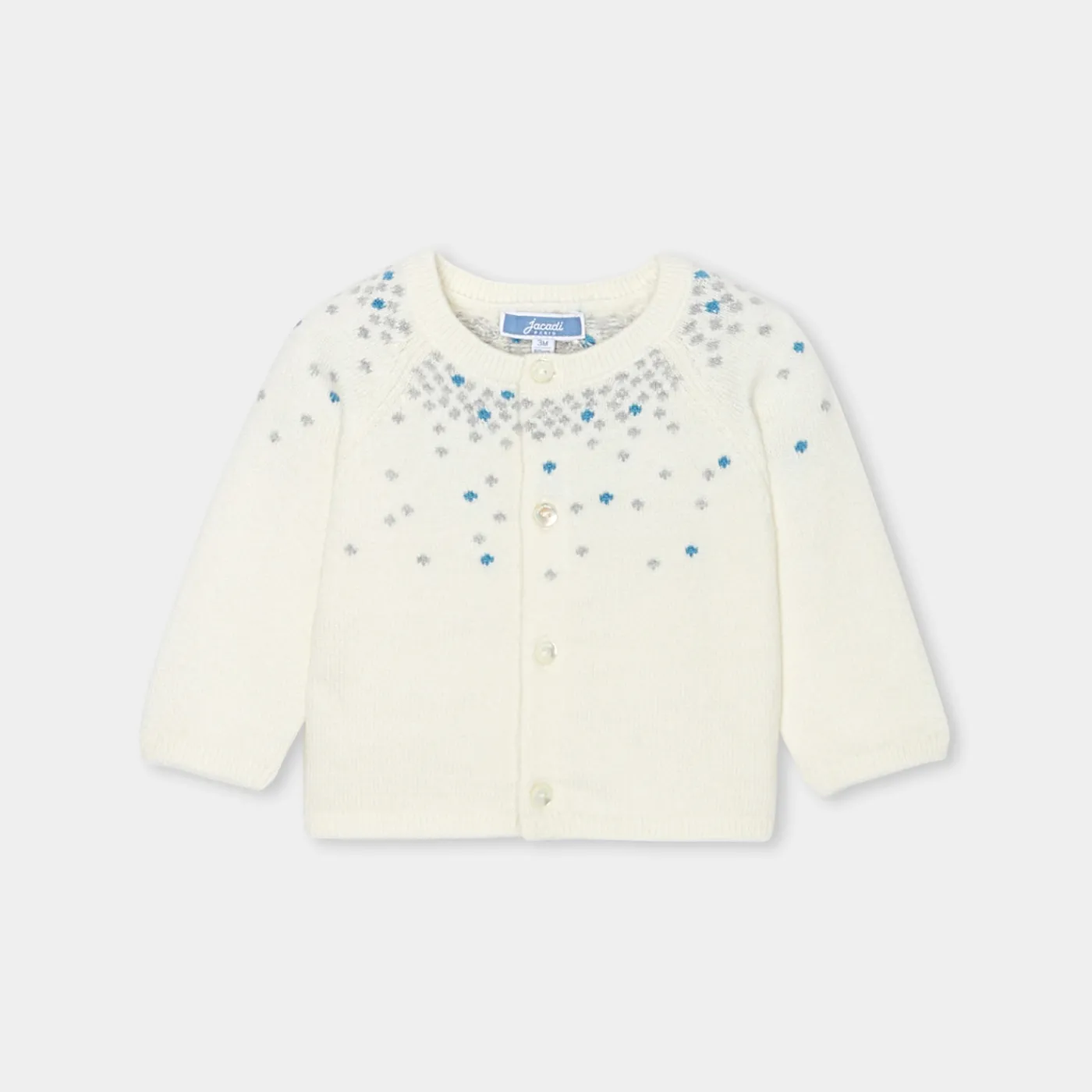 Jumpers, Sweatshirts And Cardigans-Jacadi Baby knitted cardigan Soft White/Multicolour