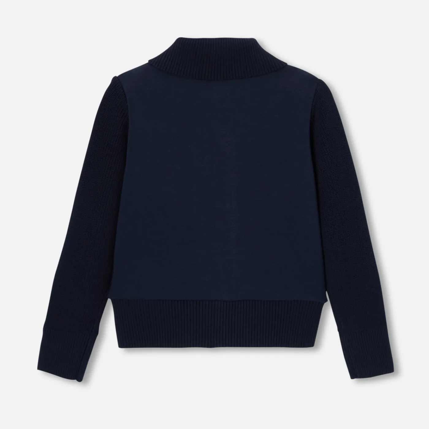 Sweaters, Sweatshirts And Cardigans-Jacadi Boy bi-material cardigan Jacadi Navy