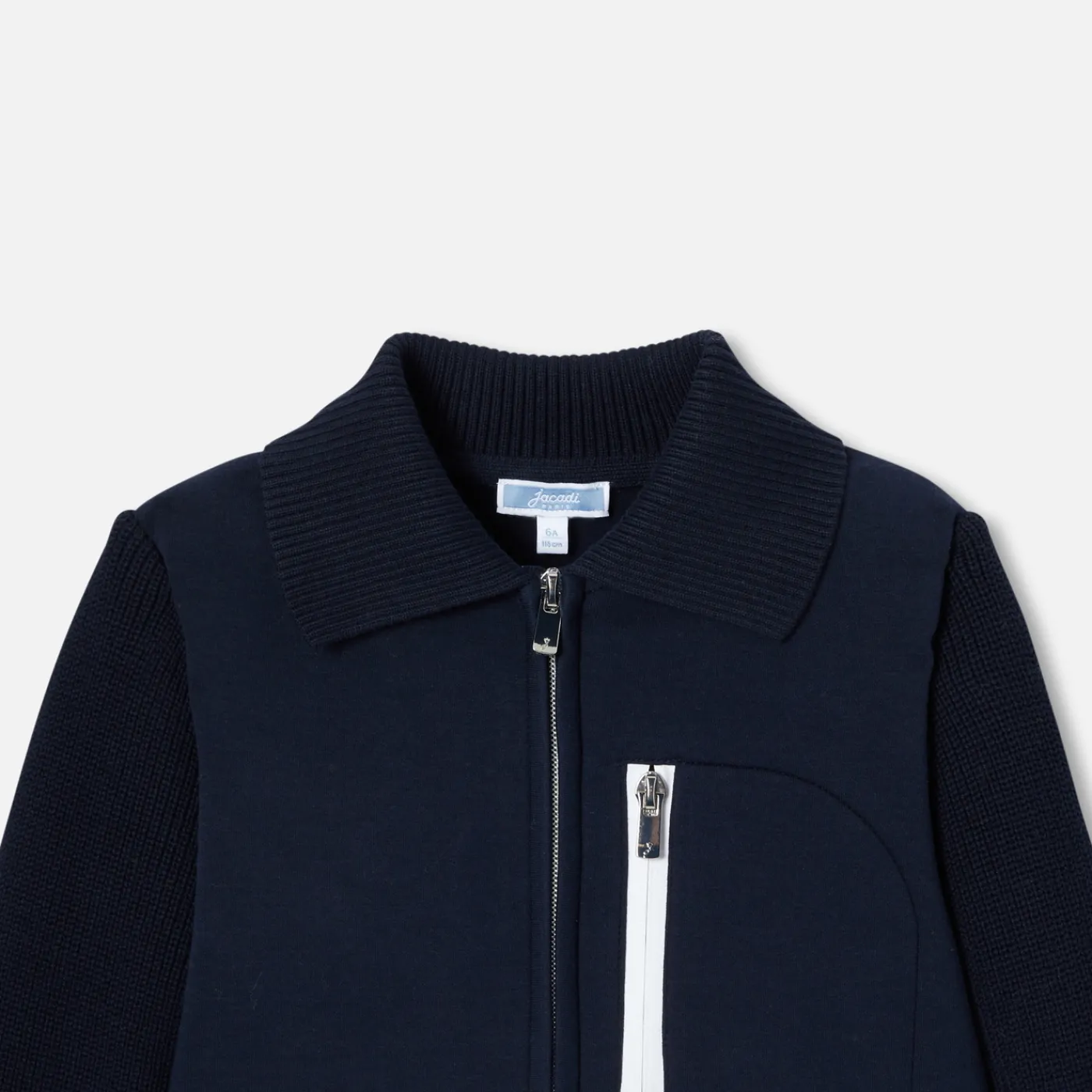 Sweaters, Sweatshirts And Cardigans-Jacadi Boy bi-material cardigan Jacadi Navy