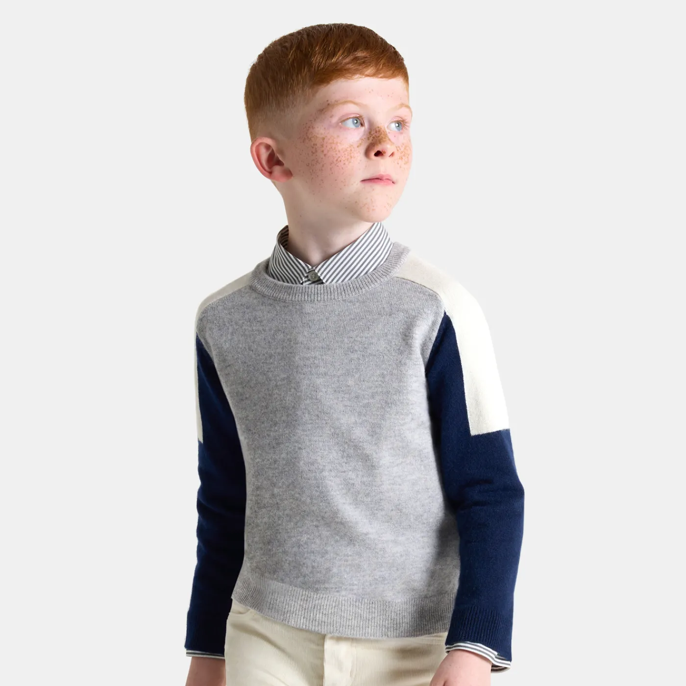 Sweaters, Sweatshirts And Cardigans-Jacadi Boy cashmere sweater Grey/Navy