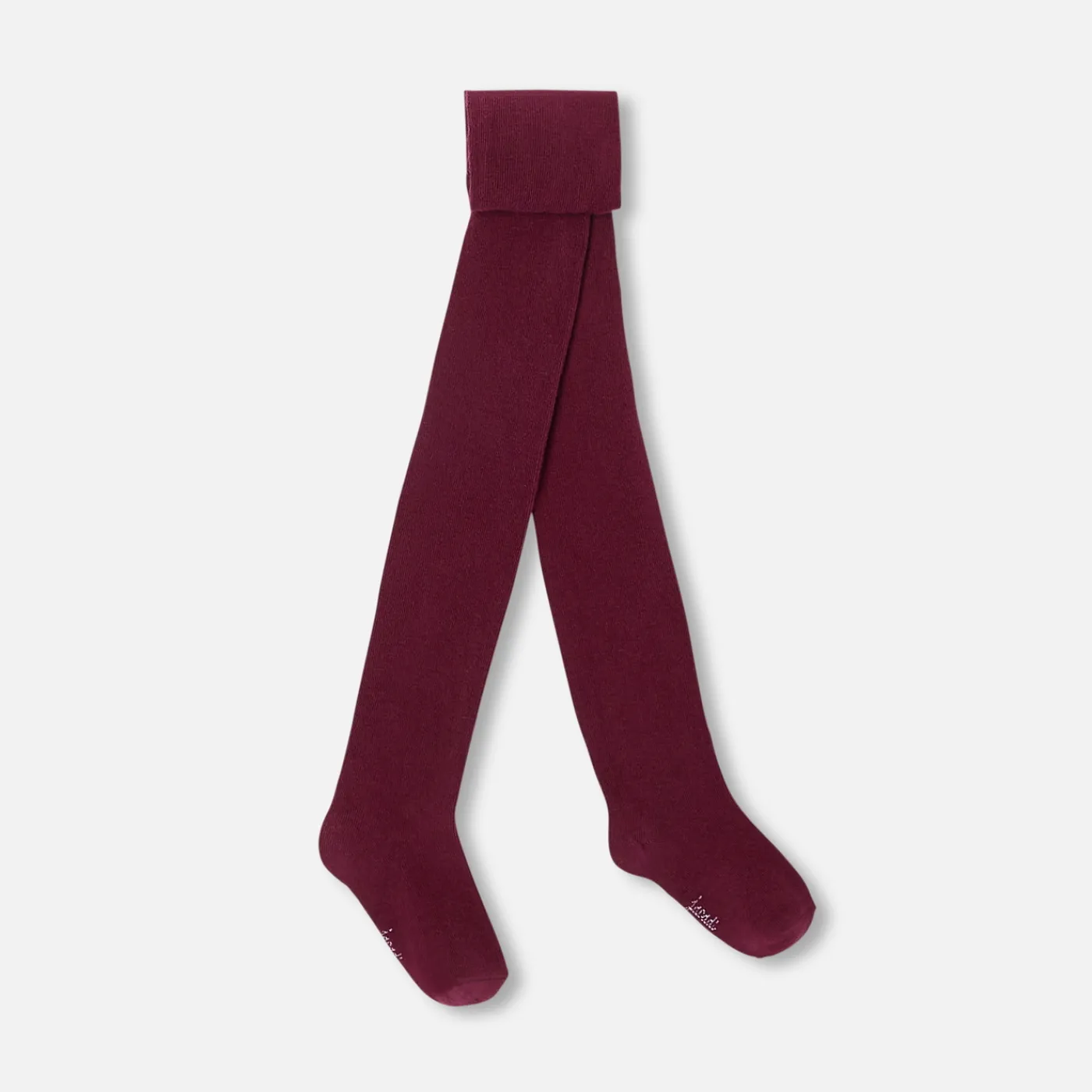Tights, Socks And Booties|Accessories-Jacadi Baby girl ribbed tights Burgundy