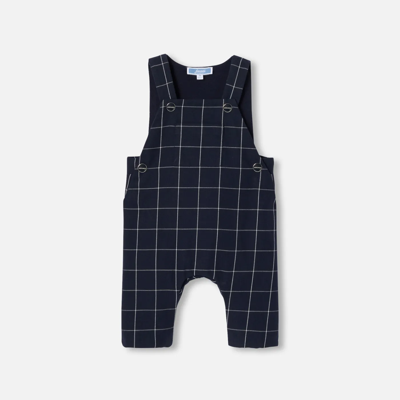 Bloomers, Overalls And Sets-Jacadi Baby boy checked overalls Navy/White