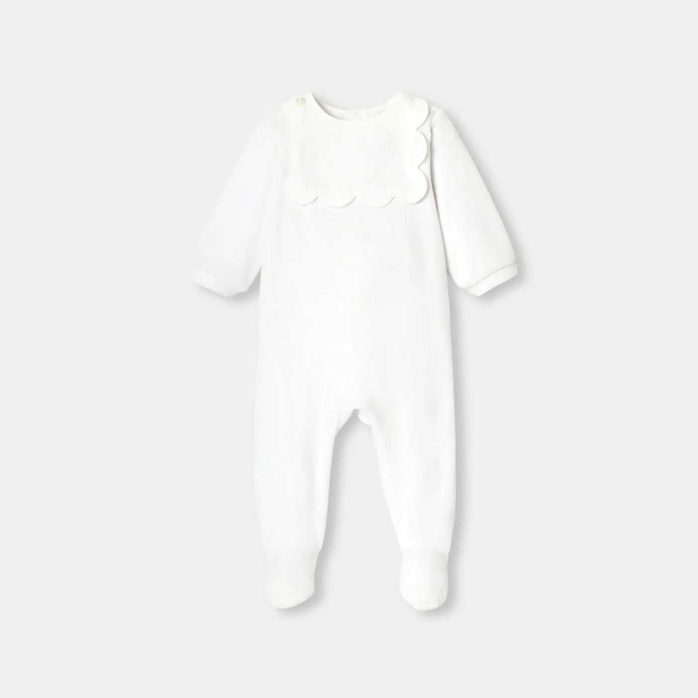 Pajamas-Jacadi Baby girl velvet bouclette pajamas Jacadi White