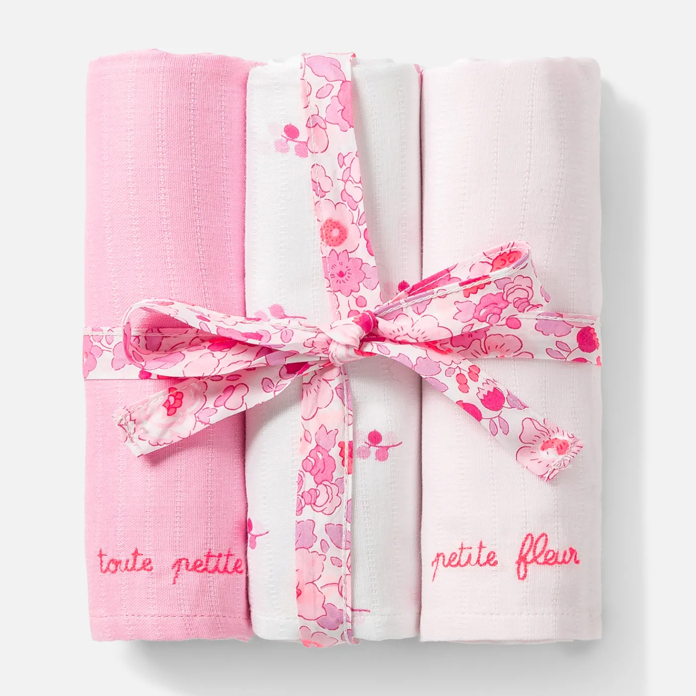 Bibs And Swaddling Cloths-Jacadi Set of 3 swaddling clothes Pink/Multicolour