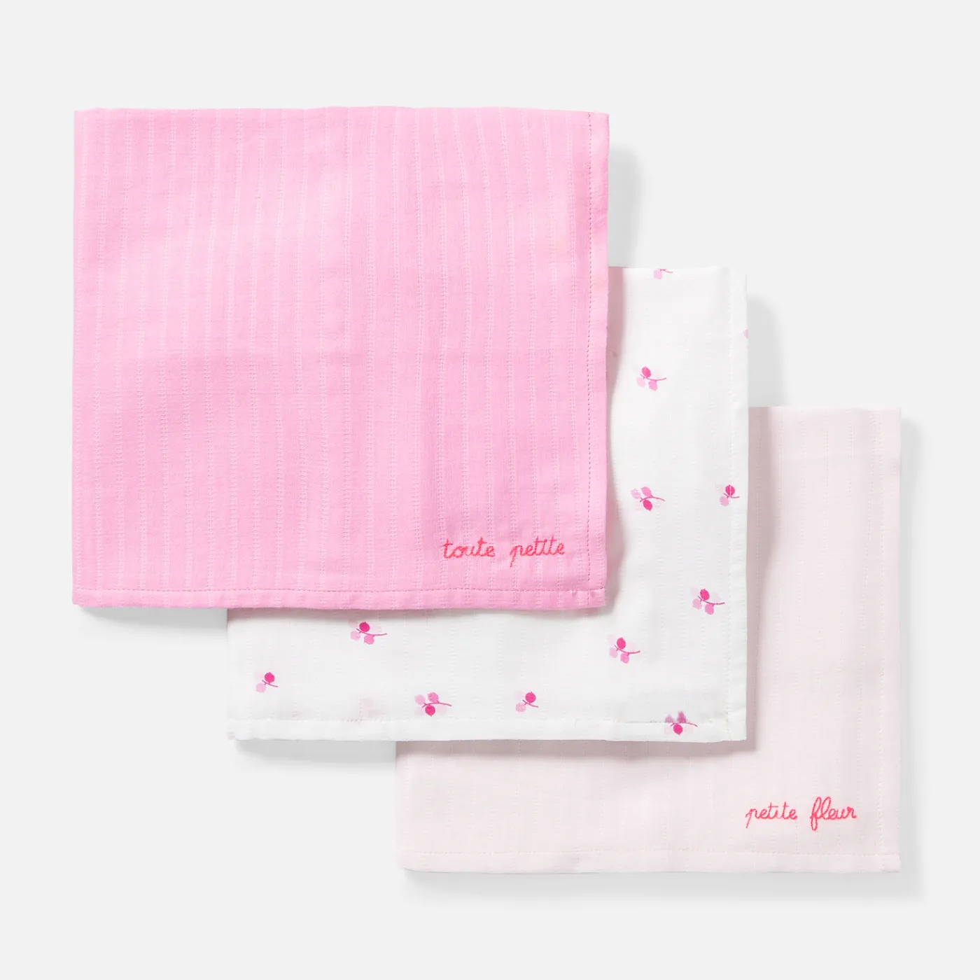 Bibs And Swaddling Cloths-Jacadi Set of 3 swaddling clothes Pink/Multicolour