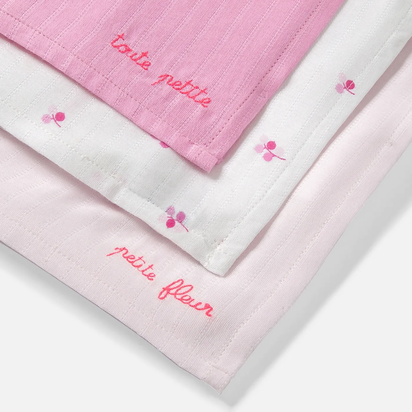 Bibs And Swaddling Cloths-Jacadi Set of 3 swaddling clothes Pink/Multicolour