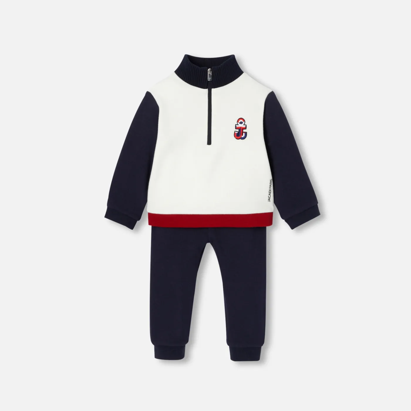 Bloomers, Overalls And Onesies-Jacadi Baby boy fleece set White/Navy