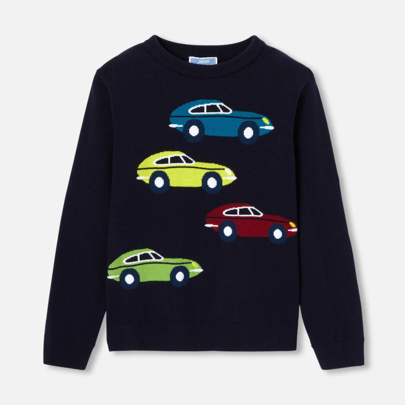 Sweaters, Sweatshirts And Cardigans-Jacadi Boy car intarsia sweater Jacadi Navy