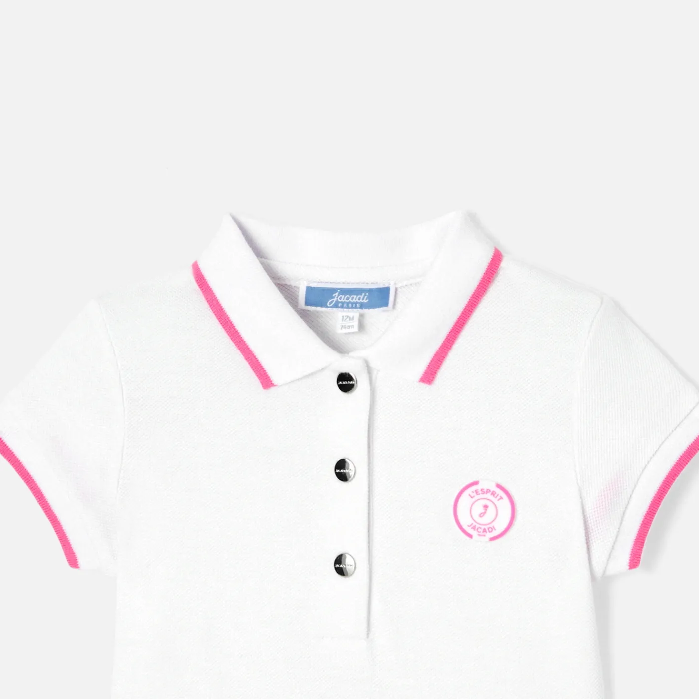 Dresses-Jacadi Baby girl polo dress White/Pink