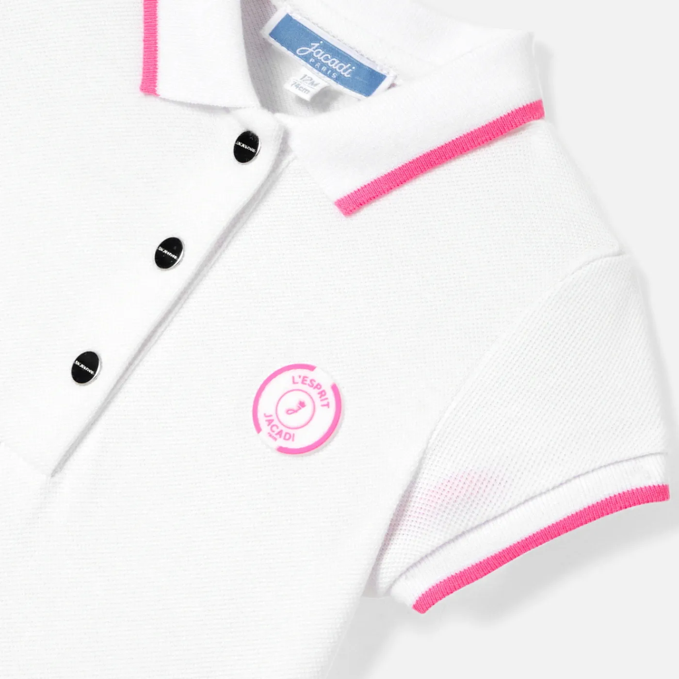 Dresses-Jacadi Baby girl polo dress White/Pink