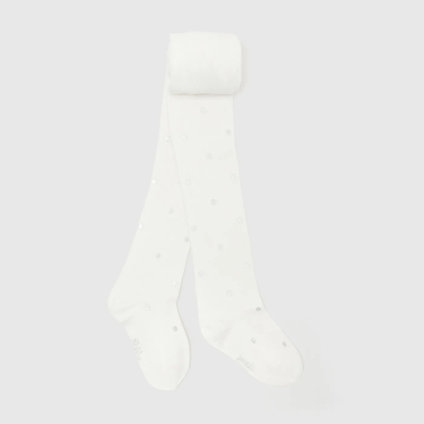 Tights, Socks And Booties|Accessories-Jacadi Girl Lurex polka dot tights Jacadi soft white