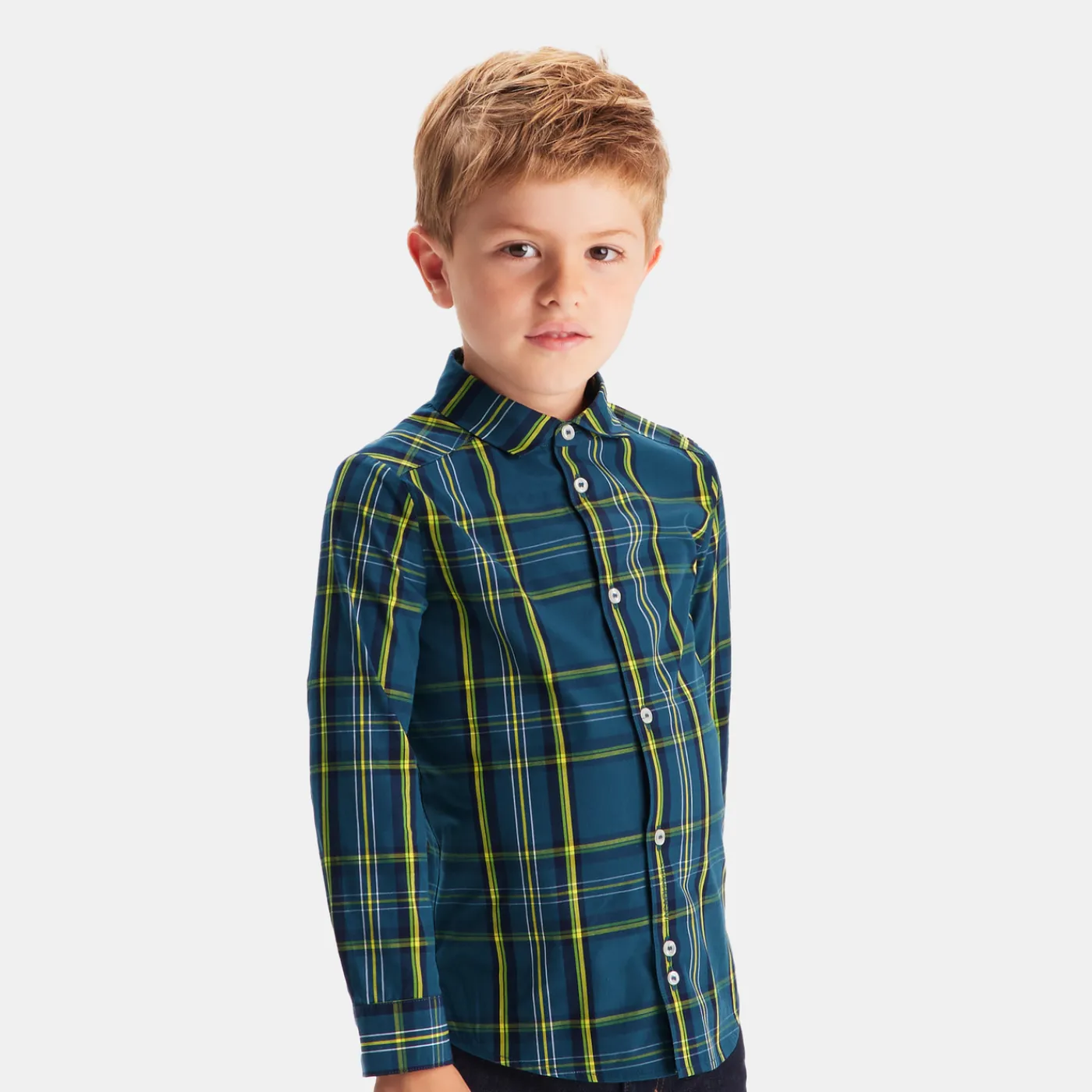 Shirts-Jacadi Boy plaid shirt Navy/Multicolour