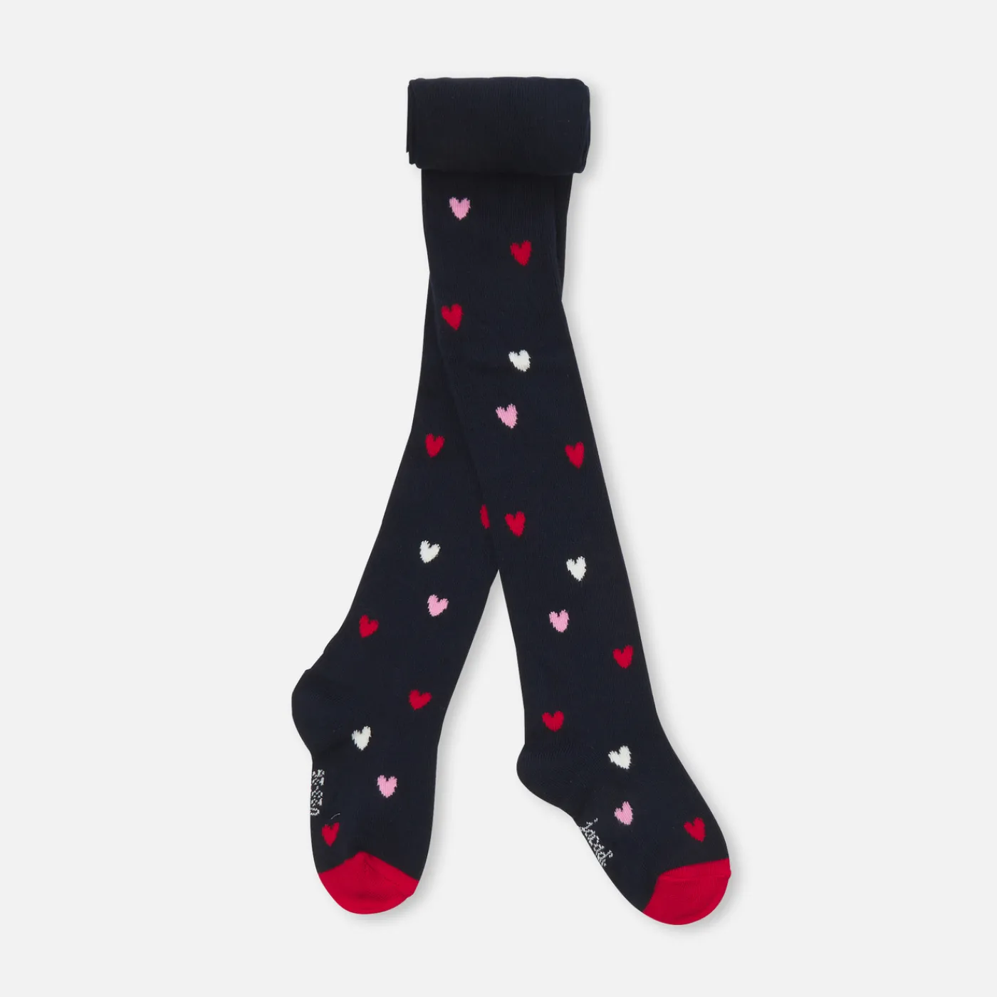 Tights, Socks And Booties|Accessories-Jacadi Girl tights with hearts Navy/Red